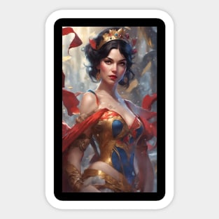 Beautiful Fairy Tale Princess in Red, Gold, and Blue Sticker